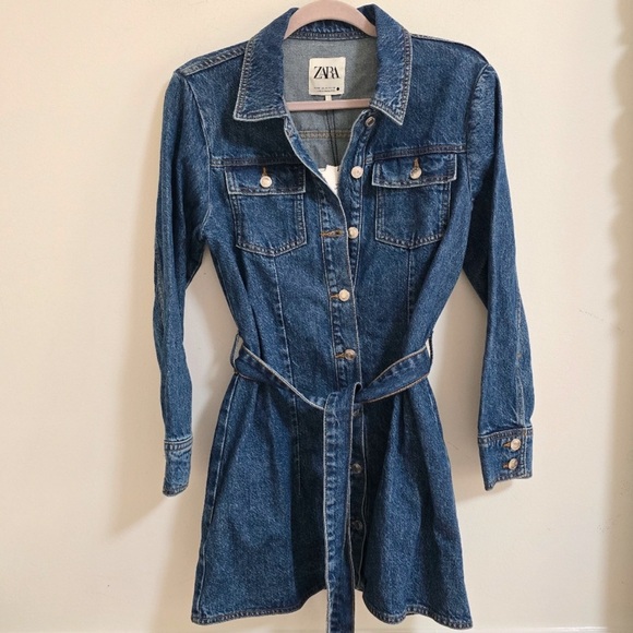 Zara denim long sleeve mini dress nwt - Picture 4 of 8